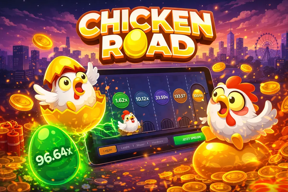 Chicken Road Belohnungen - Goldenes Ei und Power-Ups sammeln im Abenteuer-Spiel