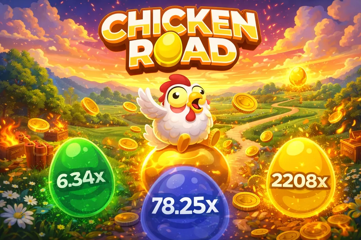Chicken Road spielen - Arcade-Grafik mit bunten Levels und spannenden Herausforderungen